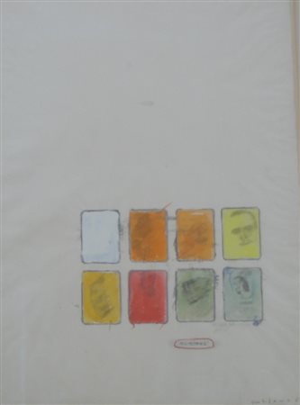 SCHIFANO MARIO HOMS 1934 ROMA 1998 ALL STARS, 1962 TECNICA MISTA SU CARTA cm...