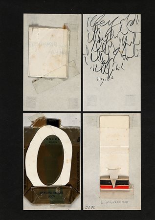 CLAUDIO CINTOLI 1935 - 1978 Linguaccione 1972 Tecnica mista e collage di 4...