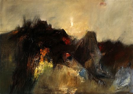 GIOVANNI CAPPELLI 1923 - 1994 Uomo sulla scarpata, 1960 Olio su tela, cm. 85...