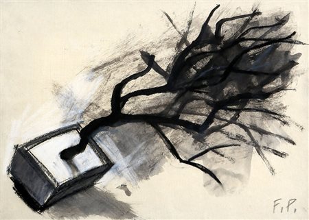 FABRIZIO PLESSI 1940 Senza titolo Tecnica mista su carta su tela, cm. 23,5 x...