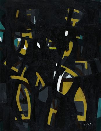 GIANFRANCO FASCE 1927 - 2003 Figure, 1951 Olio su tela, cm. 65 x 50, firmato...