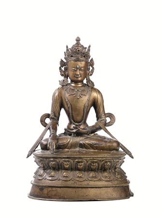 SCULTURA TIBET DINASTIA MING (1368-1644) bronzo, alt. cm 37,5 raffigurante...