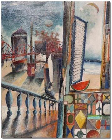 Gian Luigi Serravalli Ferrara 1949 Il cocomero lunatico 2013 Olio su tavola...