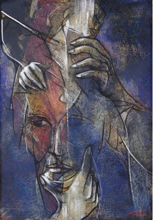 francesco vaglica Roma 1965 Nascita di Minerva 2012 olio su cartoncino 70x50...