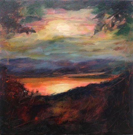 Massimiliano Malimpensa Como 1970 Lake Sunset 2014 Olio su tela 40x40...