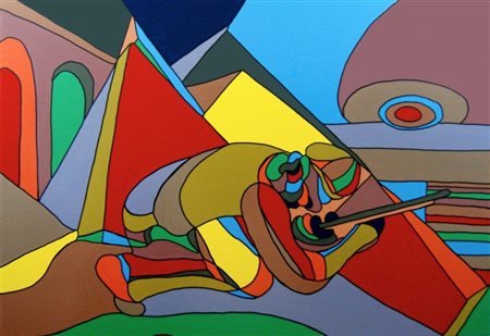 Gennaro Mele Napoli 1972 Barricata 2013 smalto su tela 70x100 Certificato di...