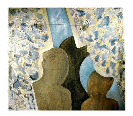 Isa Locatelli Milano 1950 Protezione Olio, bitume, gesso e iuta su tela 90x100