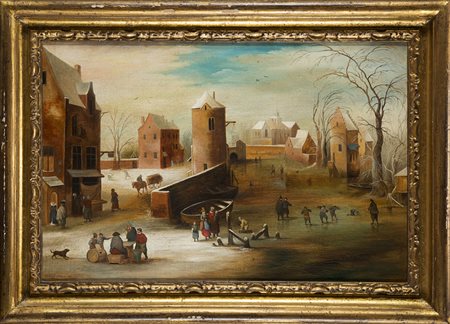 Lajos Ravasz da J. De Momper "Paesaggio fiammingo" olio su tela (cm 40x60) In...