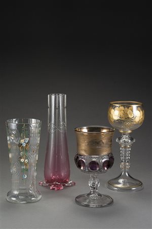 Manifatture diverse lotto composto da due bicchieri e due vasetti portafiori...