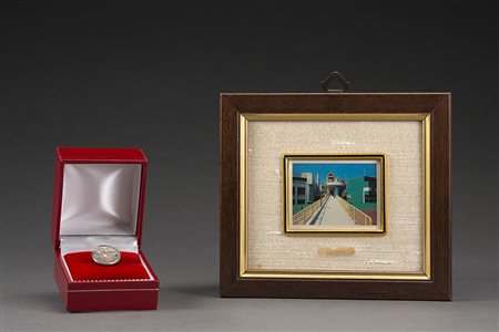 Lotto composto da un multiplo su lastra d' argento e una moneta dall'antico...