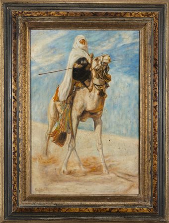 Sergio Ughi 1995, da E. Dinet "Cavaliere su dromedario" olio su tela (cm...