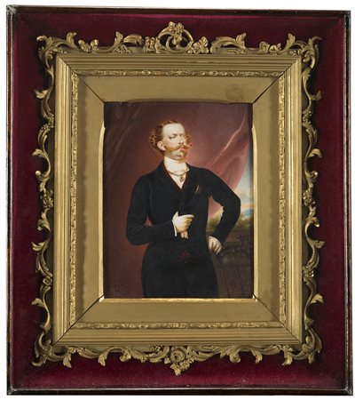 (attribuito)"Ritratto di Vittorio Emanuele II" miniatura su avorio (cm 15x11)...