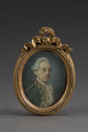 Scuola della fine del sec. XVIII "Ritratto di gentiluomo in abito verde"...