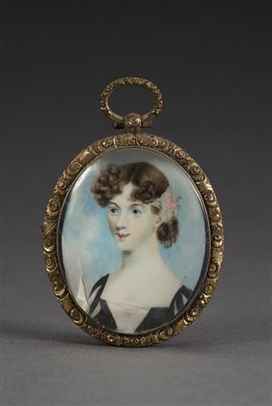 Scuola dell'inizio del sec. XX "Ritratto di gentildonna " miniatura ovale (cm...
