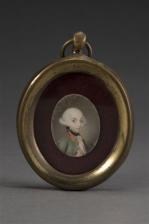 Scuola dell'inizio del sec. XVIII "Ritratto di regnante" miniatura su avorio...