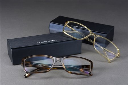 Lotto composto da due paia d'occhiali da vista Giorgio Armani in custodia.