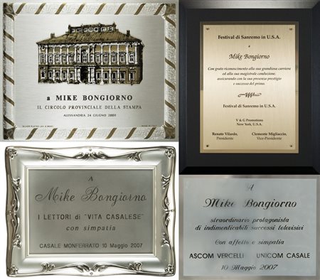 Lotto composto da quattro targhe celebrative a Mike Bongiorno