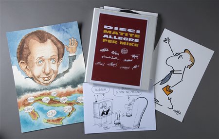 Raccoglitore contenente varie caricature di Mike Bongiorno "Dieci matite...