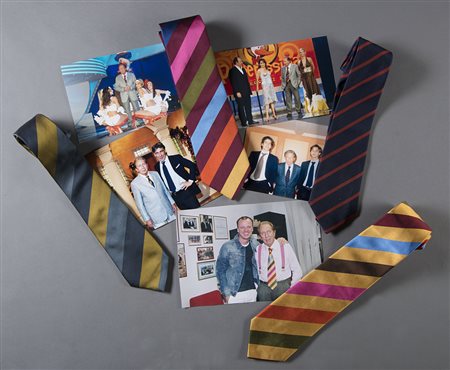 Lotto di quattro cravatte Bardelli Milano a righe di diversi colori corredate...