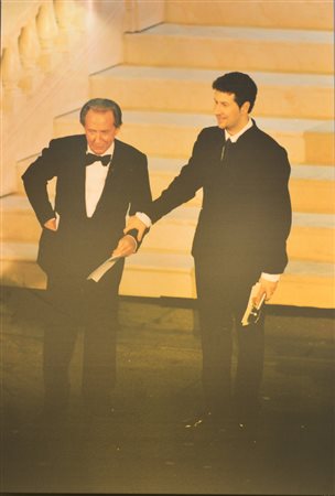 Mike e Fabio Fazio durante un Sanremo