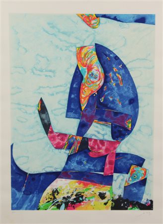 Gianni Dova, Senza titolo, 1971, litografia su carta, cm. 85x62, es. 1/130,...