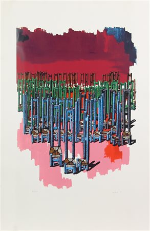 Bruno Cesare, Senza titolo, serigrafia su carta, cm. 97,5x64, es. 66/100,...