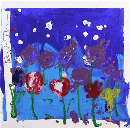 Massimo Falsetti, Senza titolo, smalto su tela, cm. 80x80, firmato in alto a...