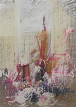 Giancarlo Cazzaniga, Senza titolo, 1973, tecnica mista su carta, cm. 65x45,...