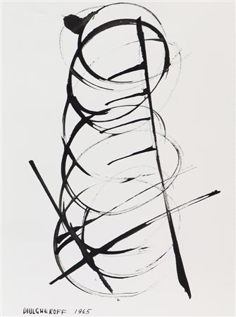 Nicolaj Diulgheroff, Senza titolo, 1965, china su carta, cm. 30x21,5, firmata...