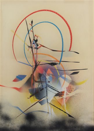 Edoardo Franceschini, Senza titolo, tecnica mista su carta, cm. 70x50,...