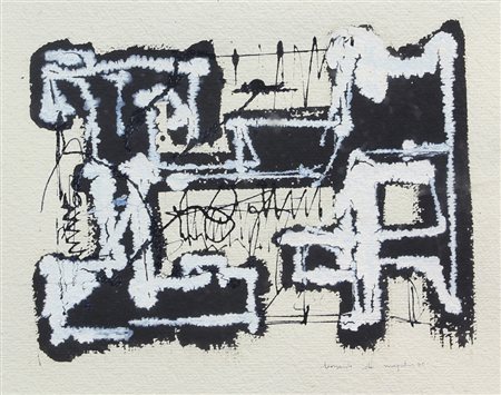 Leonardo De Magistris, Senza titolo, 1965, tecnica mista su cartoncino, cm....