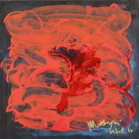 Jean Messagier, Senza titolo, 1965, tecnica mista su tavola, cm. 30x30,...