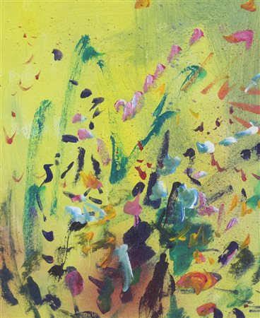 Ernesto Treccani, Senza titolo, olio su tela, cm. 34,3x28,3, firmato al...