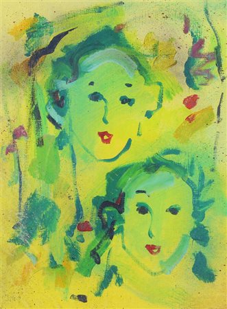 Ernesto Treccani, Figure, olio su tela, cm. 40x30, firmato in basso a destra...