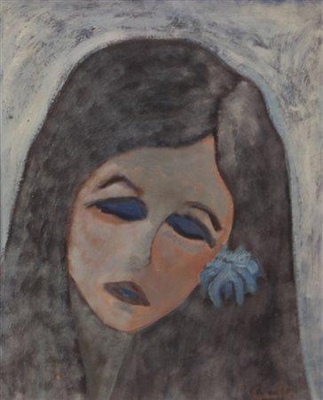 Francois Caraccio Giannotta, Francoise, olio su cartone telato, cm. 55x45,...