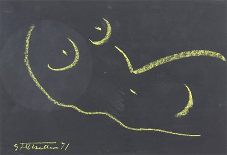 Gianfilippo Usellini, Senza titolo, 1971, pastelli su carta, cm. 33x49,...