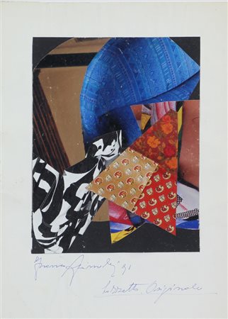 Franco Asinari, Senza titolo, 1991, collage su carta applicata su tela, cm....