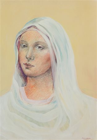 Tiziano Bertacco, Senza titolo, tecnica mista su carta, cm. 52x39, firmata in...