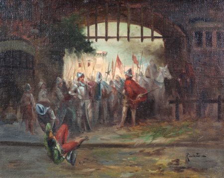 Oscar Ricciardi, Senza titolo, olio su tela, cm. 40x50, firmato in basso a...