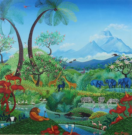 Irene Invrea, Senza titolo, 1973, olio su tela, cm. 65x65, firmato e datato...