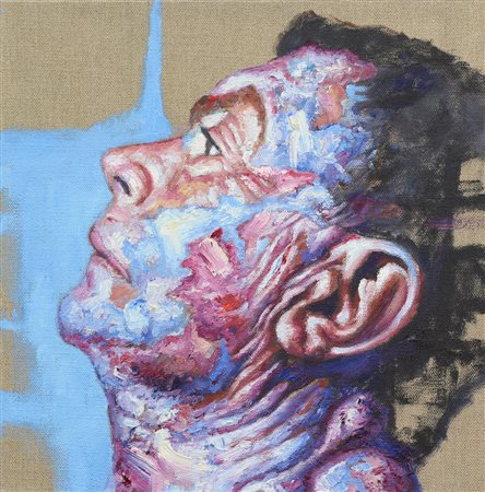 Marco Mezzacappa, Untitled 7, 2006, olio su lino grezzo, cm. 40x40, firmato e...