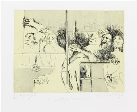 Ignoto, Metropolitana n. 6, 1974, acquaforte su carta, cm. 50x70 (lastra cm....