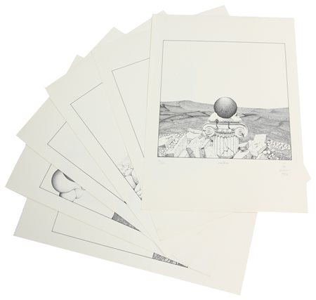 Pietro La Barbiera Labar, Sei Grafiche, 1974, cartella contenente 6...