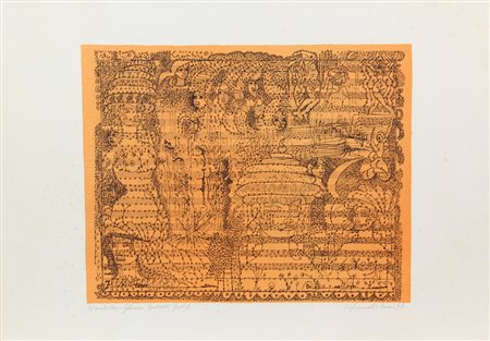 Tono Zancanaro, Senza titolo, 1977, litografia su carta, cm. 50x70, firmata e...