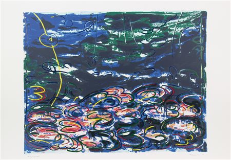 Mario Schifano, Gigli d'Acqua, serigrafia su carta, cm. 70x100, es. XII/XXXV,...