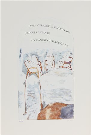 Emilio Isgrò, Senza titolo, serigrafia su carta, cm. 56x38, es. 50/70,...