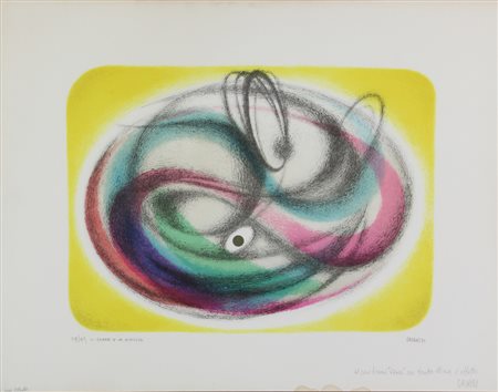 Pippo Oriani, Il Germe e la Ripulsa, 1971, litografia su carta, cm. 50x63,...