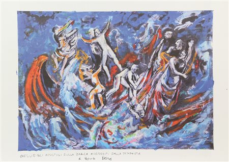 Dario Fo, Gesù e gli Apostoli sulla Barca Aggrediti dalla Tempesta, stampa su...