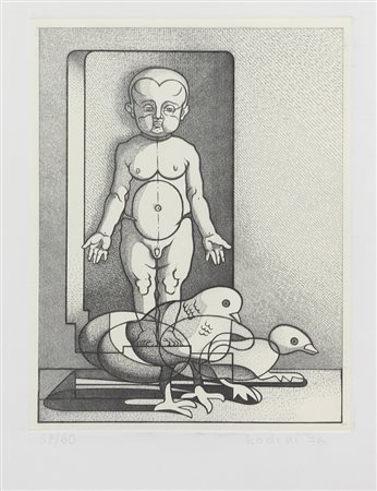 Floriano Bodini, Senza titolo, 1976, incisione su carta, cm. 26x20 (lastra...