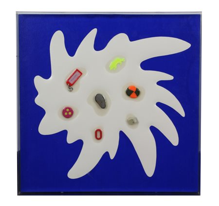 Renzo Nucara, Bang 10-37, 2011, resine, oggetti, colore serigrafico, carta e...